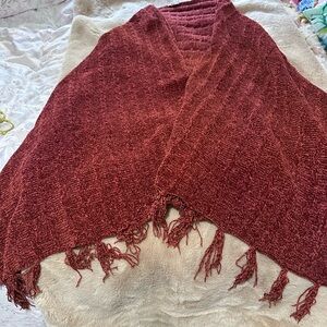 Lularoe Mimi Chenille Elegant Rust Burgundy Knit Sweater Poncho OS